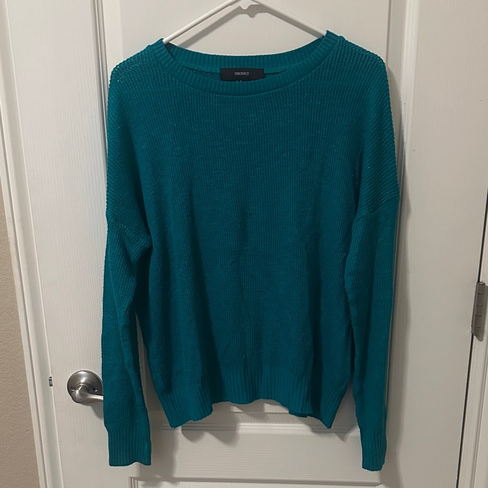 Forever 21 Teal Crew Neck Sweater